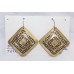 Gold Plated Textured Earrings Zircon Women's Sterling Silver 925 Stones A794